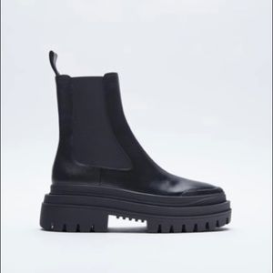 Zara lug sole low heeled leather ankle boots